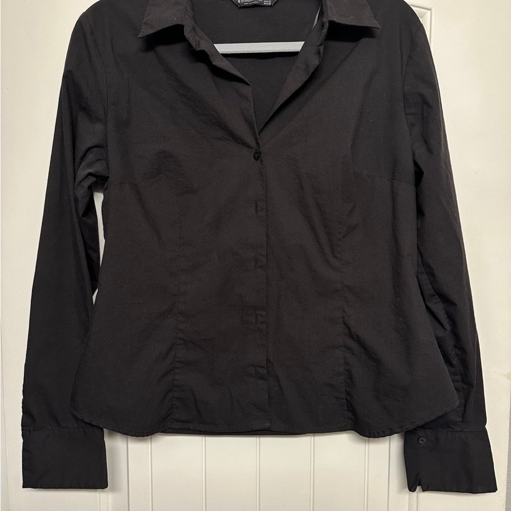 Stradivarius Black Button-Up Shirt